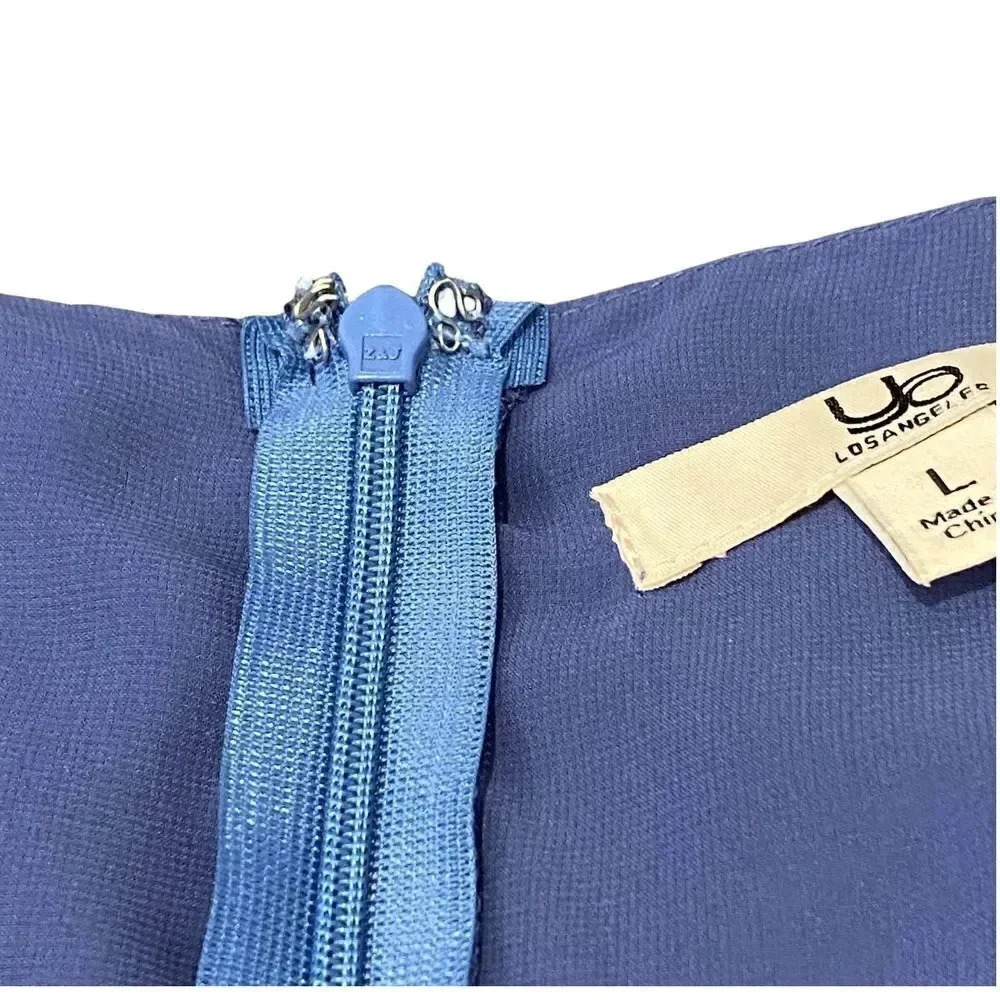 Ya Los Angeles Blue Dress Womens Large Layered Dress Ruffling Texture - Picture 7 of 11